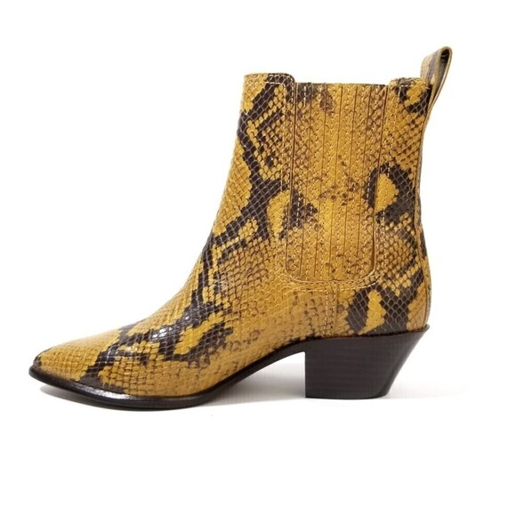 Loeffler Randall Aylin Amber Western Bootie Boho Brown Snake Print Block Boot 7 - Picture 3 of 11